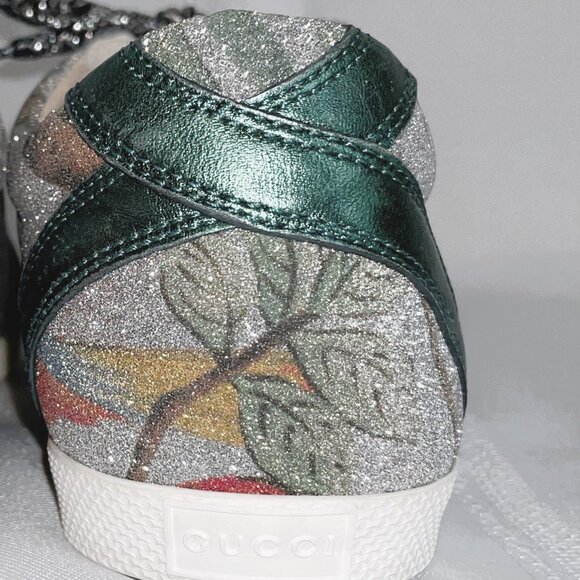GUCCI Tian Print Glitter Sneaker Size 6 or 36 Low Top - Picture 12 of 13